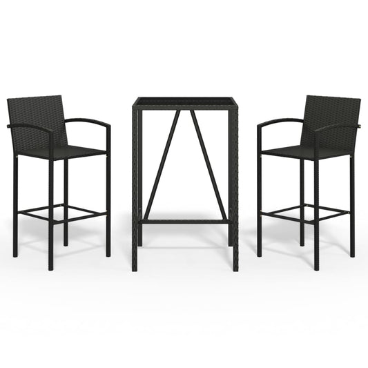 3 Piece Garden Bar Set Black Poly Rattan 3 Piece Garden Bar Set Black Poly Rattan