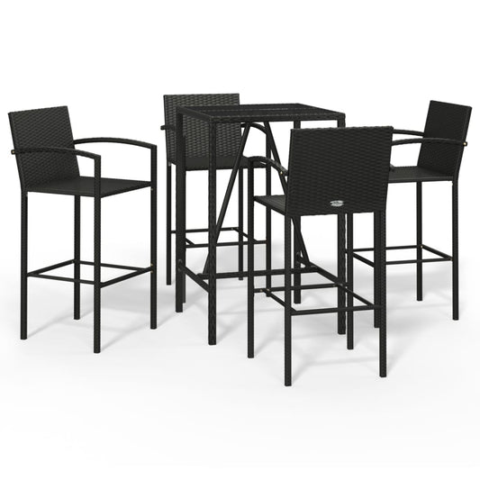 Garden Bar Set | Black | PE rattan | Medium | Footrest | Bar Table Set Garden Bar Set | Black | PE rattan | Medium | Footrest | Bar Table Set