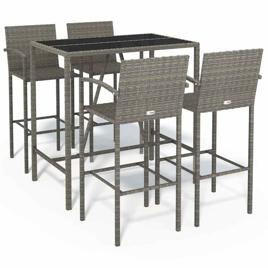 5 Piece Garden Bar Set Grey Poly Rattan 5 Piece Garden Bar Set Grey Poly Rattan