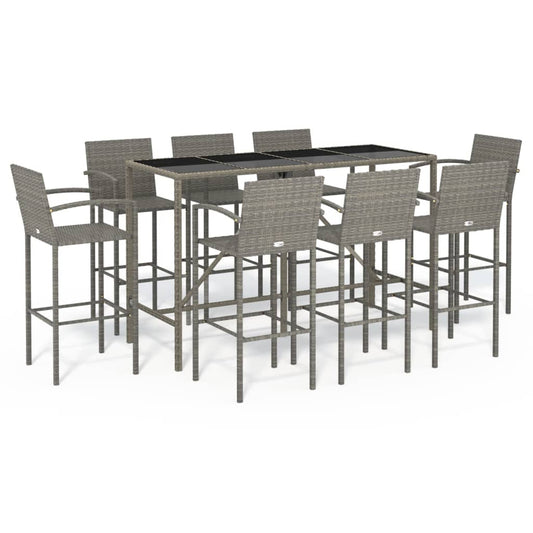 Garden Bar Set | Grey | PE rattan, powder-coated steel, tempered glass Garden Bar Set | Grey | PE rattan, powder-coated steel, tempered glass
