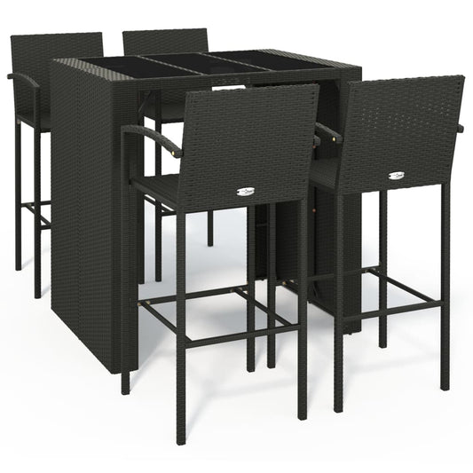 Garden Bar Set | Black | PE rattan, powder-coated steel, tempered glass Garden Bar Set | Black | PE rattan, powder-coated steel, tempered glass