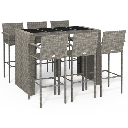7 Piece Garden Bar Set Grey Poly Rattan 7 Piece Garden Bar Set Grey Poly Rattan
