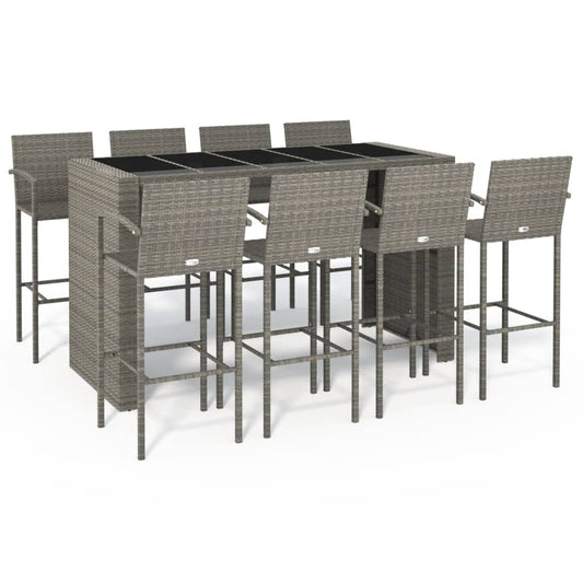 Garden Bar Set | Grey | Poly Rattan | Large | Footrest | Bar Table Set Garden Bar Set | Grey | Poly Rattan | Large | Footrest | Bar Table Set