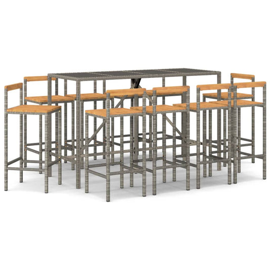 11 Piece Garden Bar Set Grey Poly Rattan& Solid Wood Acacia 11 Piece Garden Bar Set Grey Poly Rattan& Solid Wood Acacia