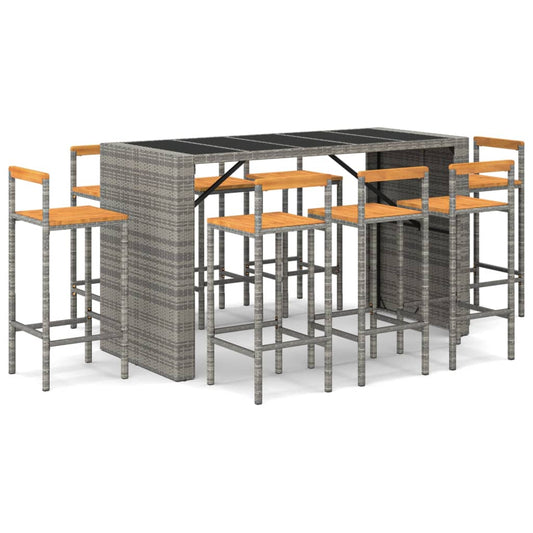 7 Piece Garden Bar Set Grey Poly Rattan& Solid Wood Acacia 7 Piece Garden Bar Set Grey Poly Rattan& Solid Wood Acacia