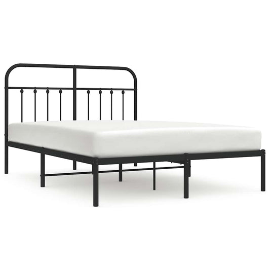 Metal Bed Frame without Mattress with Headboard Black 150x200cm Metal Bed Frame without Mattress with Headboard Black 150x200cm