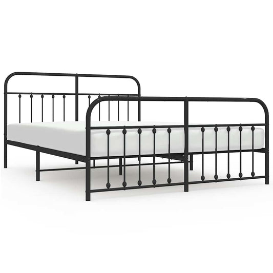 Bed Frame | Black | Powder-Coated Steel | 183x213 cm | Bed Frame Bed Frame | Black | Powder-Coated Steel | 183x213 cm | Bed Frame