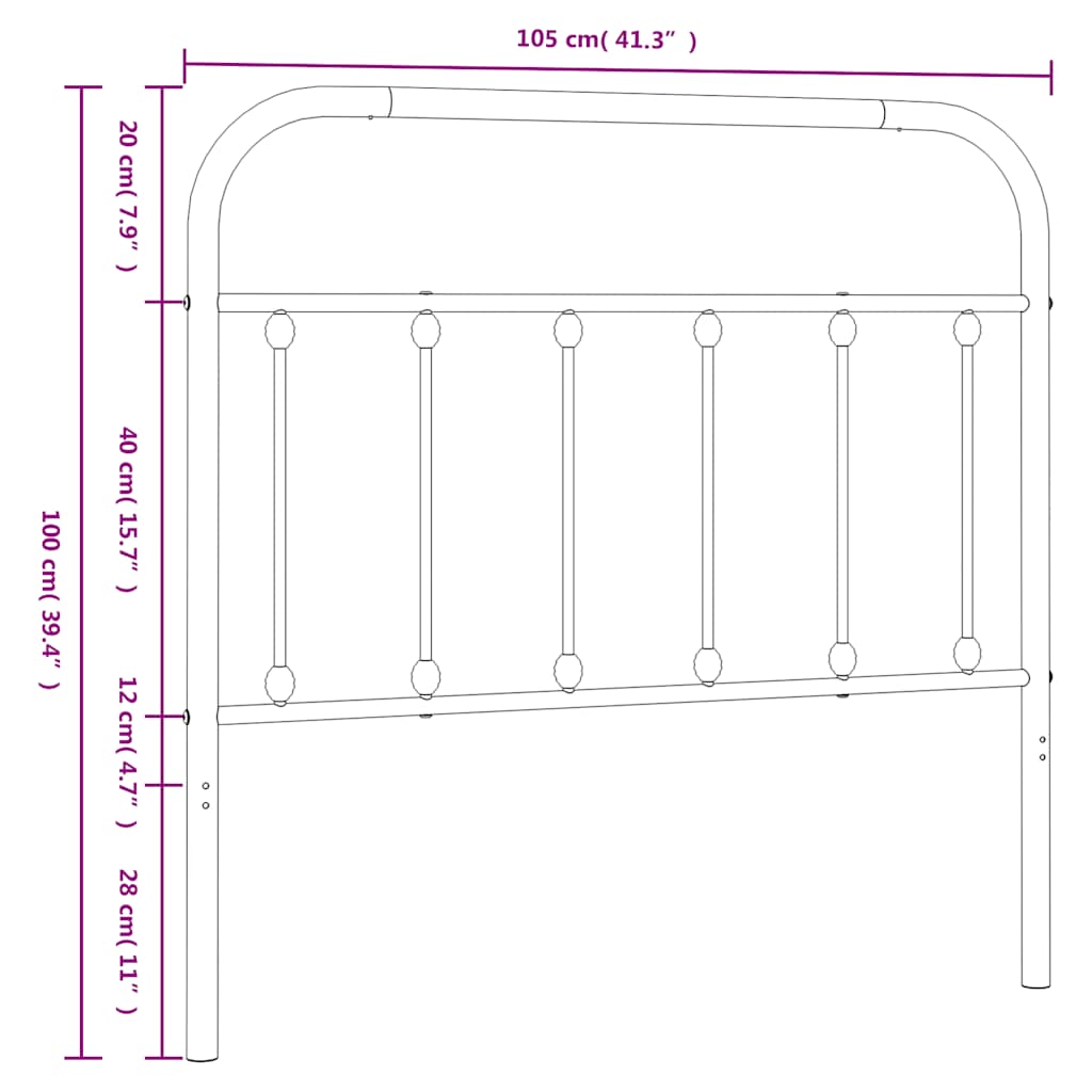 Metal Replace Headboard Black 100 cm