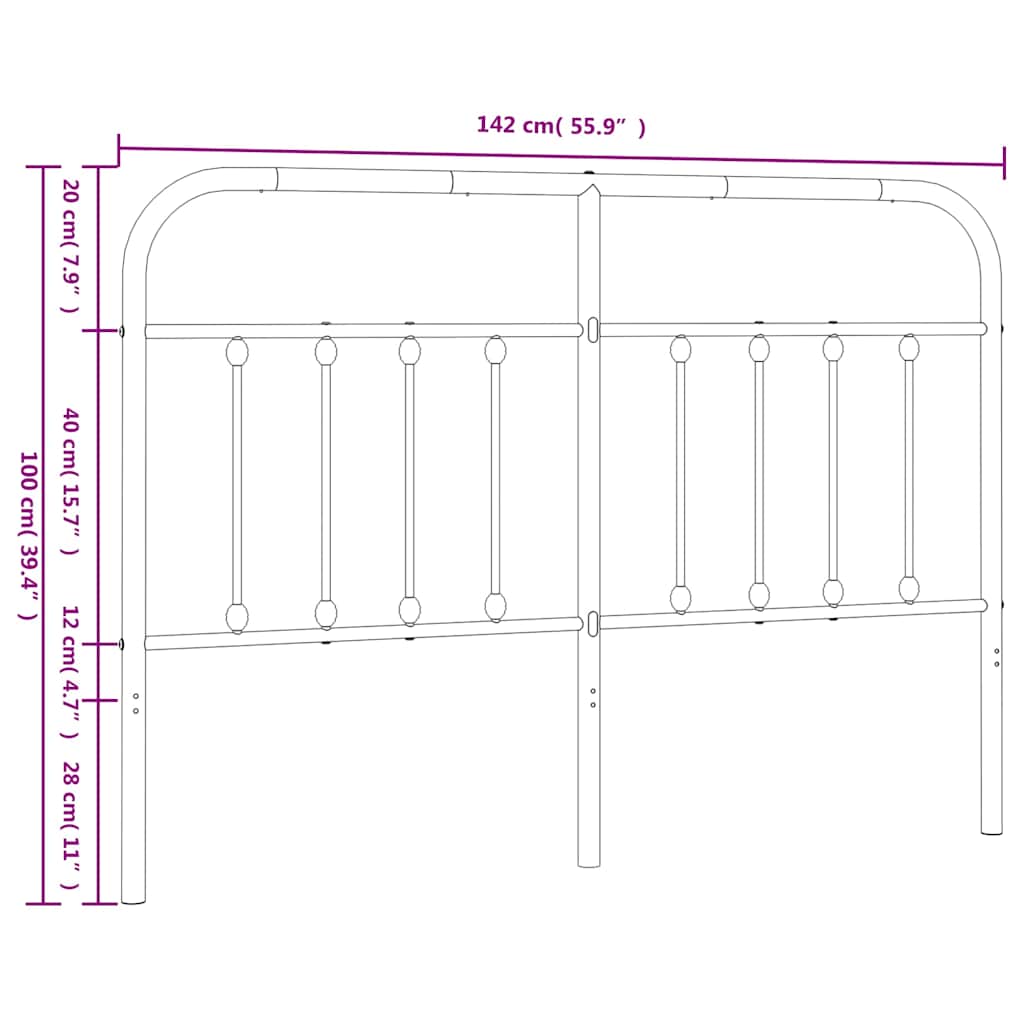 Metal Replace Headboard Black 135 cm