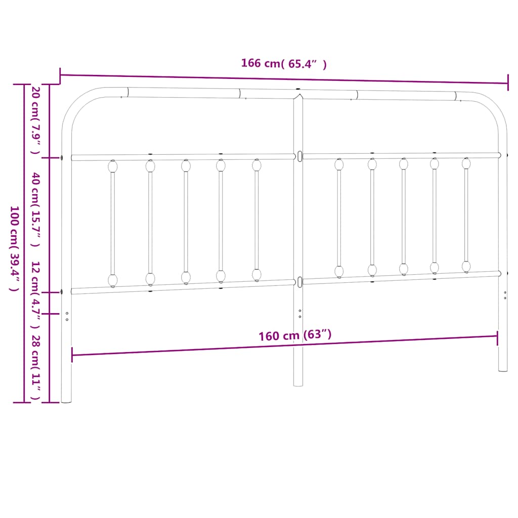 Metal Replace Headboard Black 160 cm