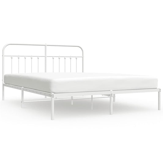 Bed Frame | White | Powder-Coated Steel | Double | Bed Frame Bed Frame | White | Powder-Coated Steel | Double | Bed Frame