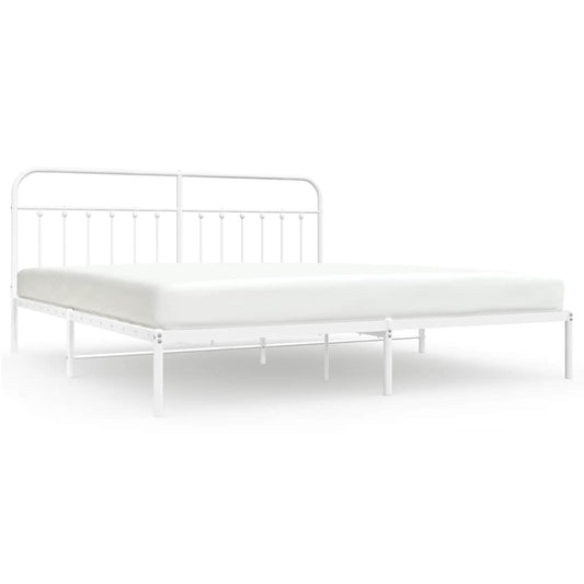 Bed Frame | White | Powder-Coated Steel | 193 cm x 203 cm | Industrial Bed Frame | White | Powder-Coated Steel | 193 cm x 203 cm | Industrial