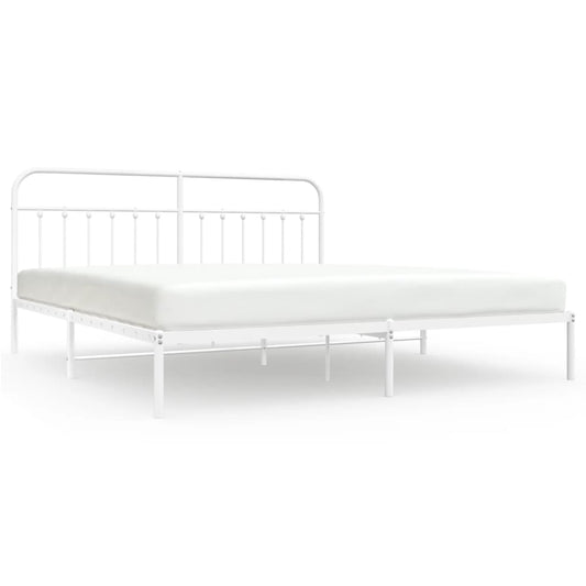 Bed Frame | White | Powder-Coated Steel | Double | Bed Frame Bed Frame | White | Powder-Coated Steel | Double | Bed Frame