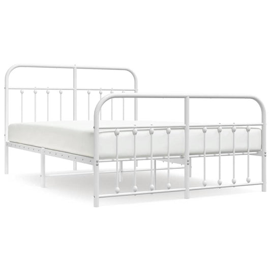 Metal Bed Frame without Mattress with Footboard White 135x190cm Metal Bed Frame without Mattress with Footboard White 135x190cm