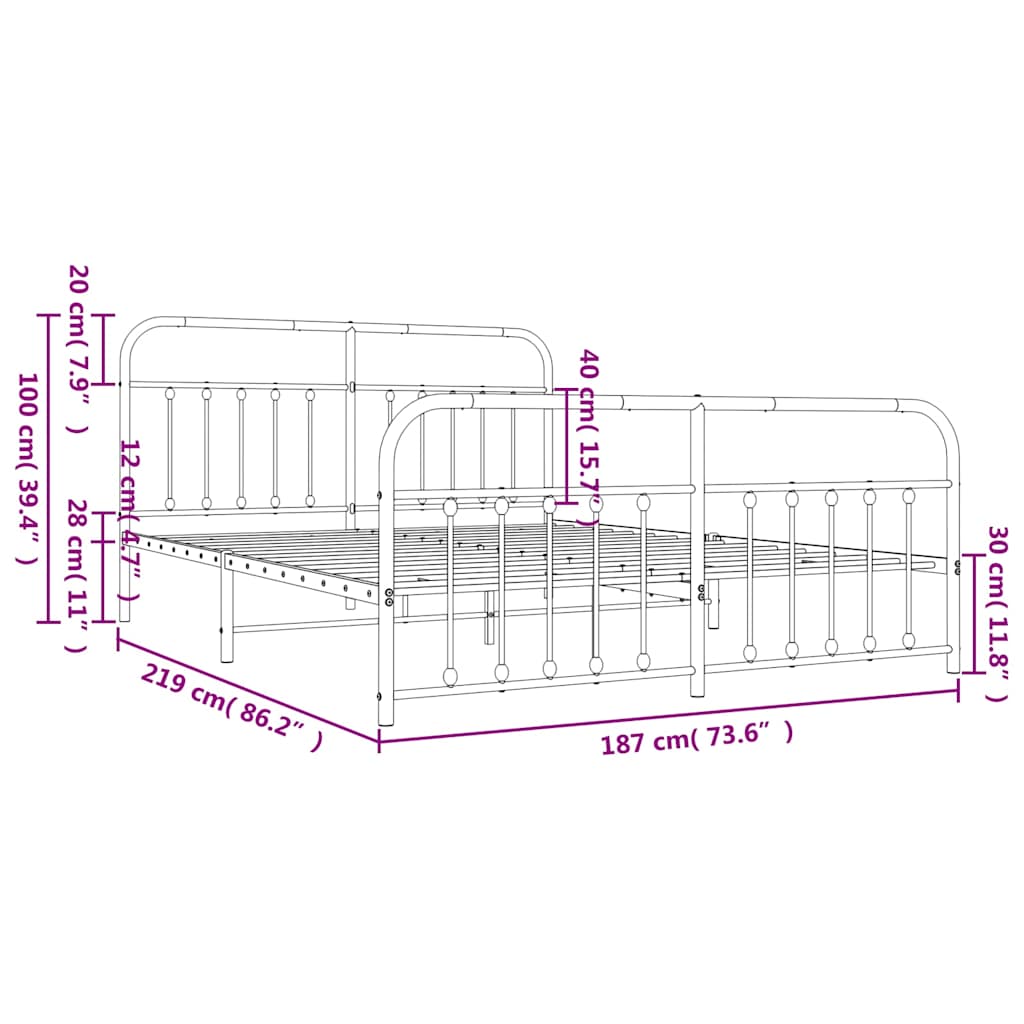 Bed Frame | White | Powder-coated steel | Double | Bed Frame