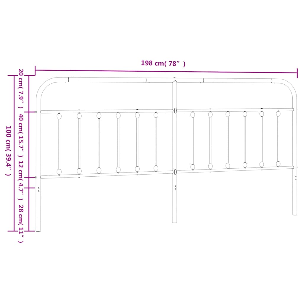 Headboard | White | Steel | 193 cm | Durable | Bed Headboard