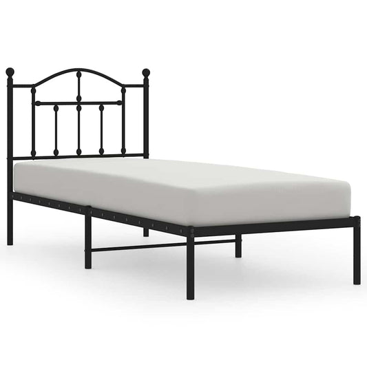 Metal Bed Frame without Mattress with Headboard Black 80x200cm Metal Bed Frame without Mattress with Headboard Black 80x200cm