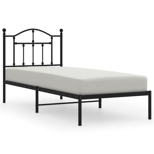 Metal Bed Frame without Mattress with Headboard Black 90x190cm Metal Bed Frame without Mattress with Headboard Black 90x190cm