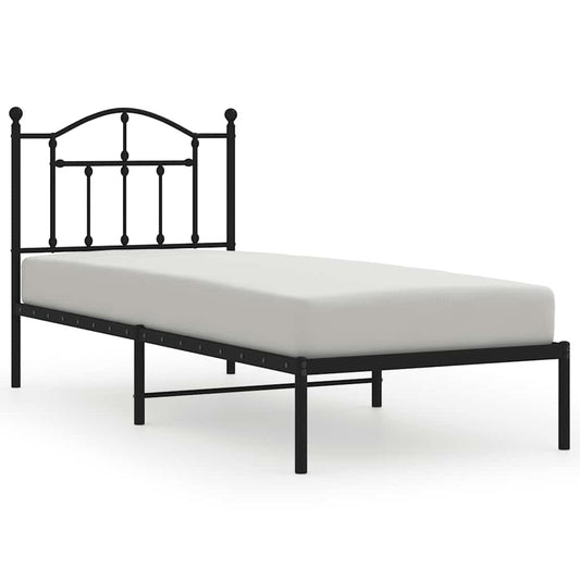 Metal Bed Frame without Mattress with Headboard Black 90x200cm Metal Bed Frame without Mattress with Headboard Black 90x200cm