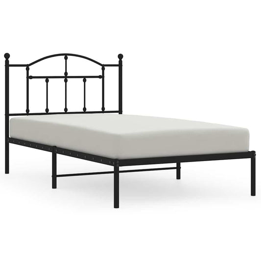 Metal Bed Frame without Mattress with Headboard Black 100x190cm Metal Bed Frame without Mattress with Headboard Black 100x190cm