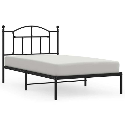 Metal Bed Frame without Mattress with Headboard Black 100x190cm Metal Bed Frame without Mattress with Headboard Black 100x190cm