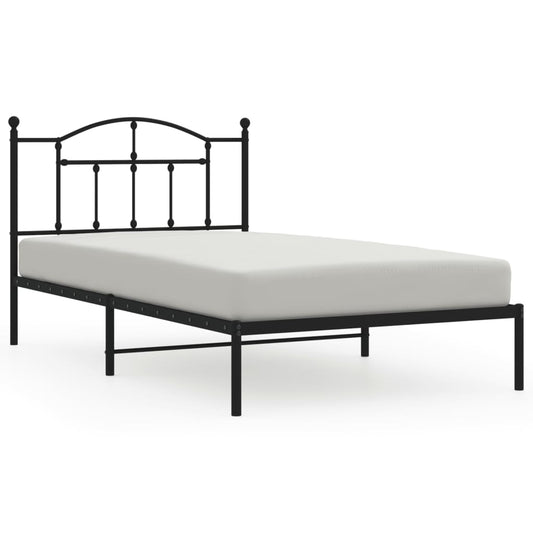 Metal Bed Frame without Mattress with Headboard Black 107x203cm Metal Bed Frame without Mattress with Headboard Black 107x203cm