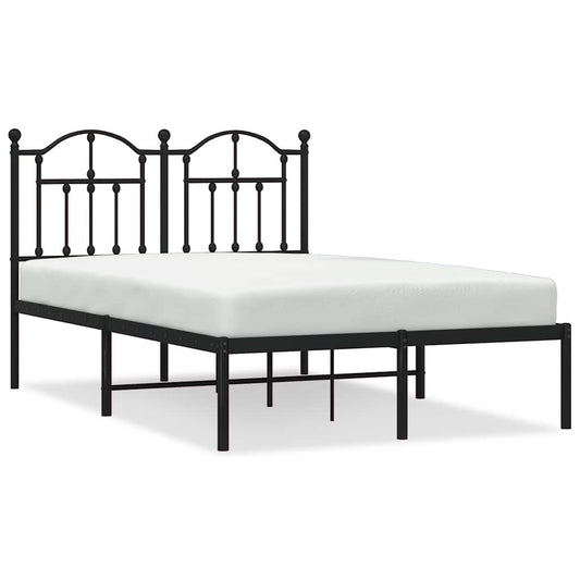 Metal Bed Frame without Mattress with Headboard Black 120x200cm Metal Bed Frame without Mattress with Headboard Black 120x200cm