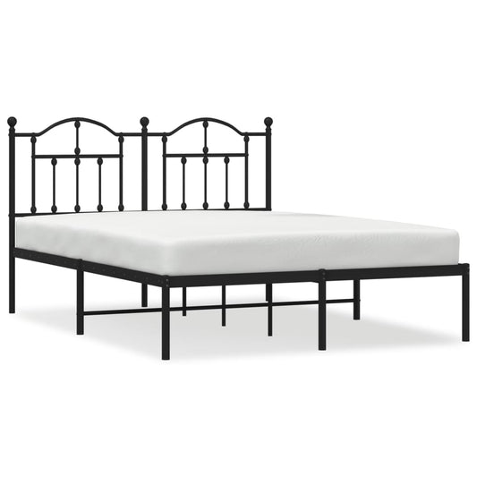 Metal Bed Frame without Mattress with Headboard Black 140x190cm Metal Bed Frame without Mattress with Headboard Black 140x190cm
