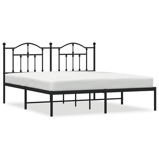 Metal Bed Frame without Mattress with Headboard Black 180x200cm Metal Bed Frame without Mattress with Headboard Black 180x200cm