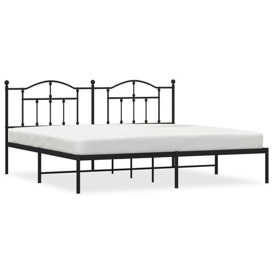 Metal Bed Frame without Mattress with Headboard Black 200x200cm Metal Bed Frame without Mattress with Headboard Black 200x200cm