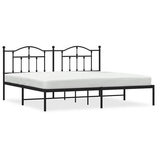 Metal Bed Frame without Mattress with Headboard Black 200x200cm Metal Bed Frame without Mattress with Headboard Black 200x200cm