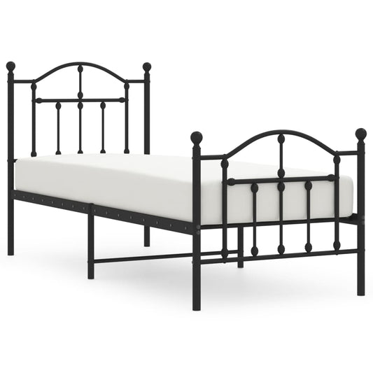 Metal Bed Frame without Mattress with Footboard Black 75x190cm Metal Bed Frame without Mattress with Footboard Black 75x190cm