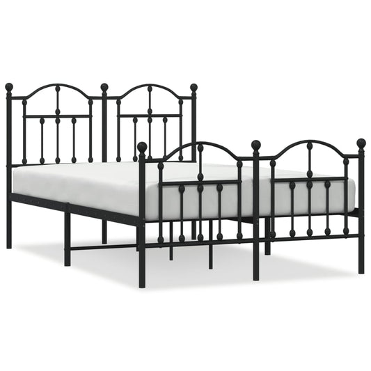 Metal Bed Frame without Mattress with Footboard Black 120x190cm Metal Bed Frame without Mattress with Footboard Black 120x190cm