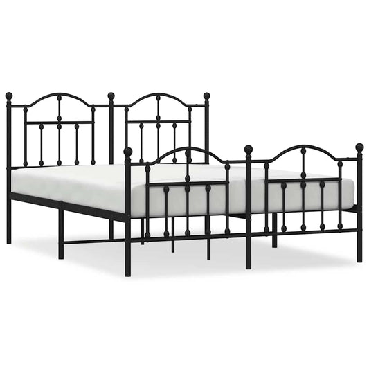 Metal Bed Frame without Mattress with Footboard Black 140x190cm Metal Bed Frame without Mattress with Footboard Black 140x190cm