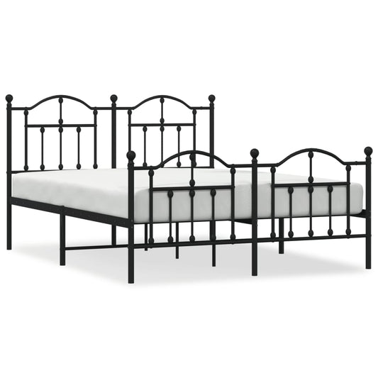 Metal Bed Frame without Mattress with Footboard Black 140x200cm Metal Bed Frame without Mattress with Footboard Black 140x200cm