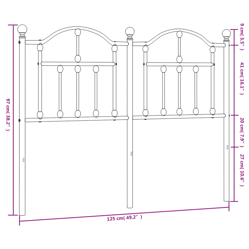 Headboard | Black | Steel | Durable | Headboard | Rectangular