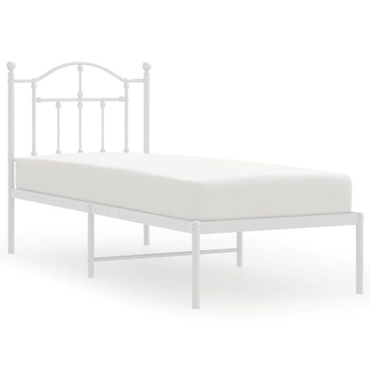 Metal Bed Frame without Mattress with Headboard White 75x190cm Metal Bed Frame without Mattress with Headboard White 75x190cm