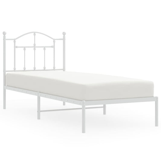 Metal Bed Frame without Mattress with Headboard White 80x200cm Metal Bed Frame without Mattress with Headboard White 80x200cm