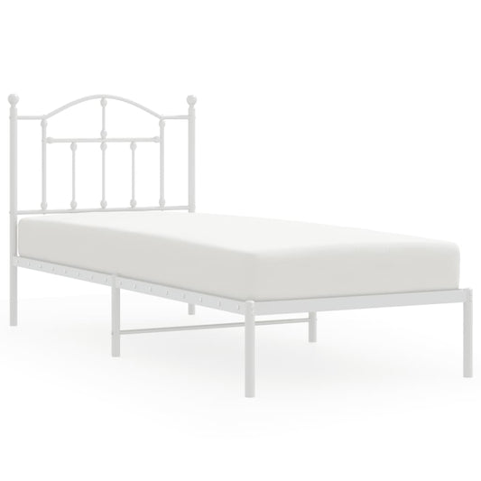 Metal Bed Frame without Mattress with Headboard White 90x190cm Metal Bed Frame without Mattress with Headboard White 90x190cm