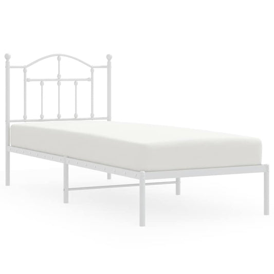 Metal Bed Frame without Mattress with Headboard White 90x200cm Metal Bed Frame without Mattress with Headboard White 90x200cm