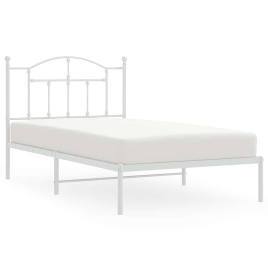 Metal Bed Frame without Mattress with Headboard White 100x190cm Metal Bed Frame without Mattress with Headboard White 100x190cm