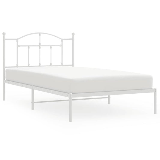 Metal Bed Frame without Mattress with Headboard White 107x203cm Metal Bed Frame without Mattress with Headboard White 107x203cm