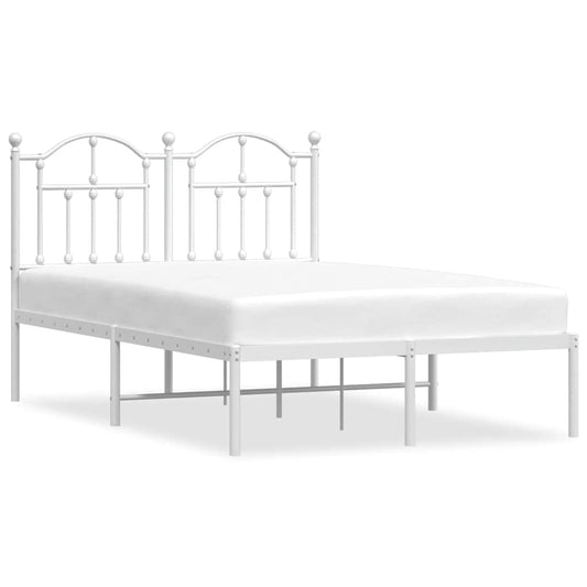 Metal Bed Frame without Mattress with Headboard White 120x200cm Metal Bed Frame without Mattress with Headboard White 120x200cm