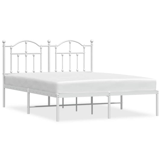 Metal Bed Frame without Mattress with Headboard White 135x190cm Metal Bed Frame without Mattress with Headboard White 135x190cm