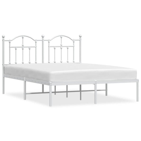 Metal Bed Frame without Mattress with Headboard White 140x190cm Metal Bed Frame without Mattress with Headboard White 140x190cm
