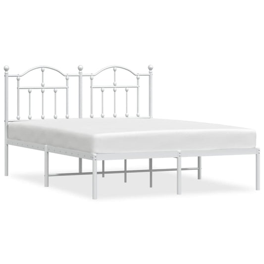 Metal Bed Frame without Mattress with Headboard White 140x200cm Metal Bed Frame without Mattress with Headboard White 140x200cm