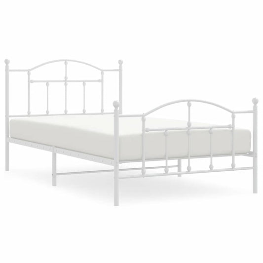 Metal Bed Frame without Mattress with Footboard White 100x200cm Metal Bed Frame without Mattress with Footboard White 100x200cm
