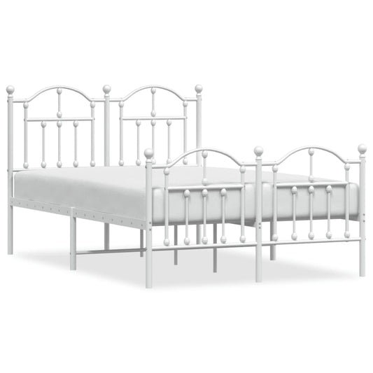 Metal Bed Frame without Mattress with Footboard White 120x190cm Metal Bed Frame without Mattress with Footboard White 120x190cm