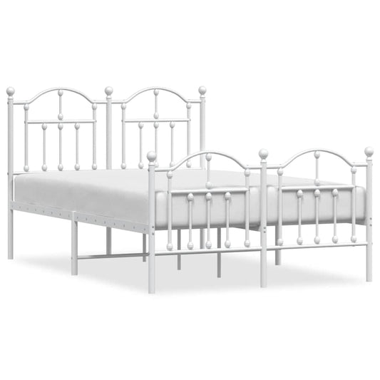 Metal Bed Frame without Mattress with Footboard White 120x200cm Metal Bed Frame without Mattress with Footboard White 120x200cm