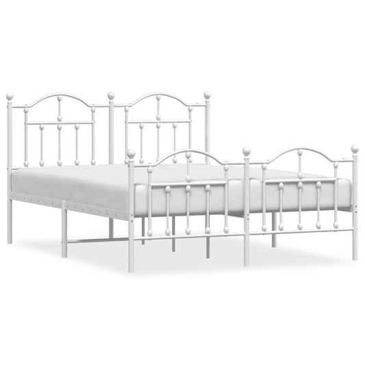 Metal Bed Frame without Mattress with Footboard White 135x190cm Metal Bed Frame without Mattress with Footboard White 135x190cm